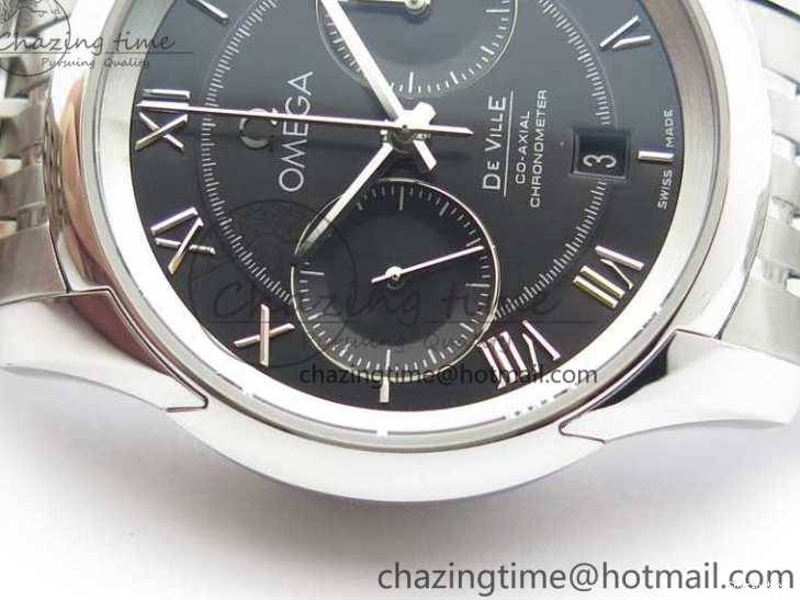 0402 De Ville Chronograph SS OMF 1:1 Best Edition Black Dial On SS Bracelet A Attractive 8150